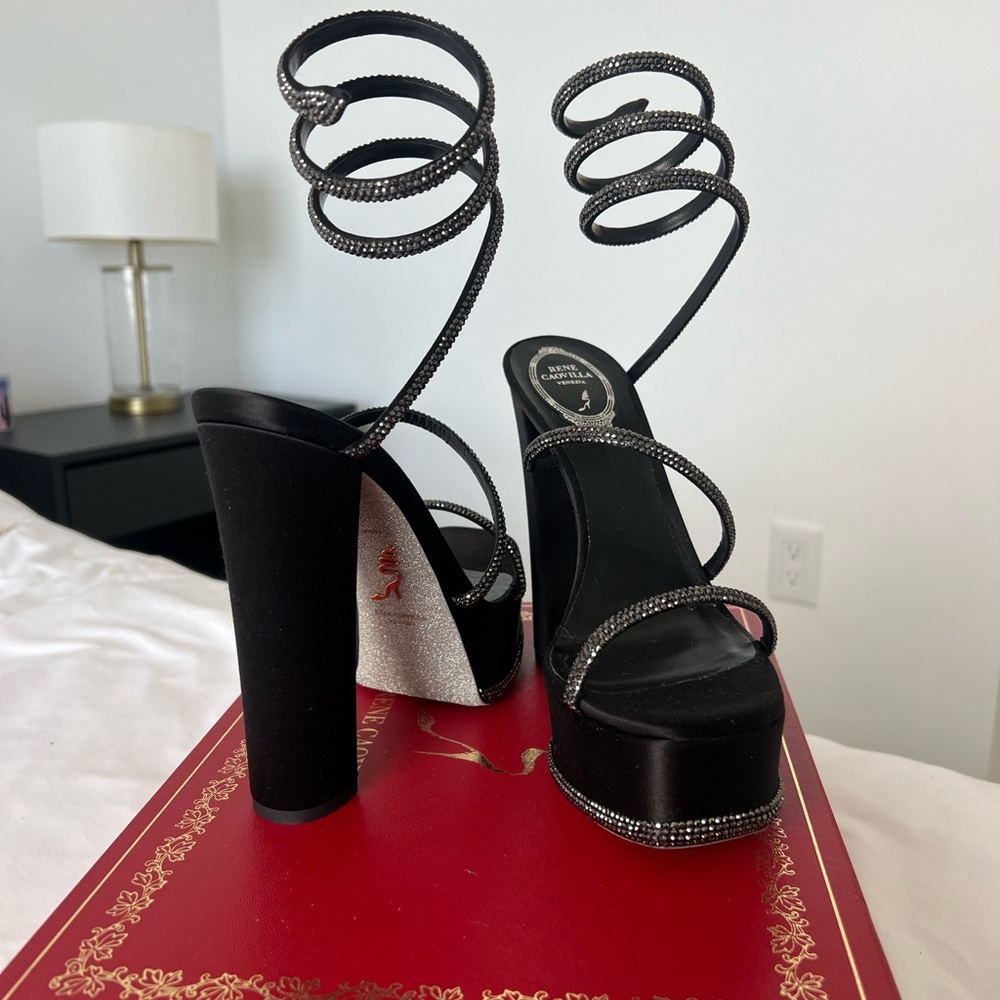 Rene Caovilla Cleo platform wrap ankle heel